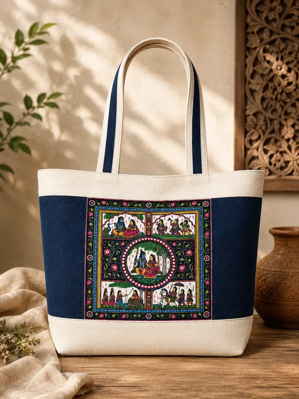 Premium_Canvas_&_Denim_Tote_Bag_with_Traditional_Dual_Sided_Pattachitra_Art_Print_|_Reusable_Shoulder_Bag_for_Women_|_Large_Shopping,_Office_&_Travel_Tote