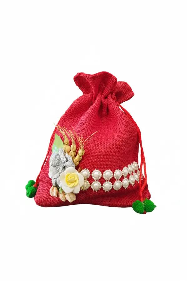 Elegant_Red_Jute_Drawstring_Potli_Bag_with_Double_Pearl_Lace_and_Floral_Appliqué(Pack_of_2)