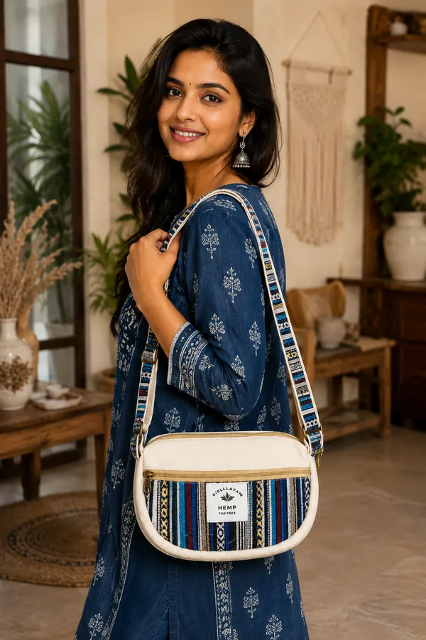Handcrafted_Hemp_&_Cotton_Half_Moon_Sling_Bag_|_Boho_Crossbody_Shoulder_Bag_with_Adjustable_Strap_|_Cream_&_Blue_Multicolor