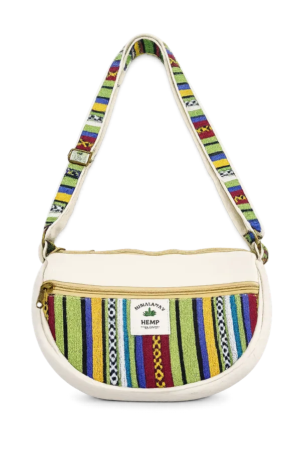 Handcrafted_Hemp_&_Cotton_Half_Moon_Sling_Bag_|_Multicolor_Boho_Crossbody_Shoulder_Bag_with_Adjustable_Strap_|_Cream_&_Green