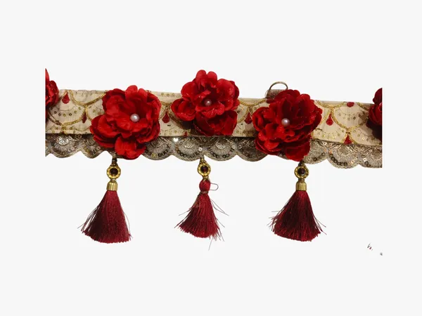 Handcrafted_Red_Rose_&_Gold_Zari_Toran_–_Traditional_Door_Hanging_with_Maroon_Tassels_and_Embroidered_Side_Hangings