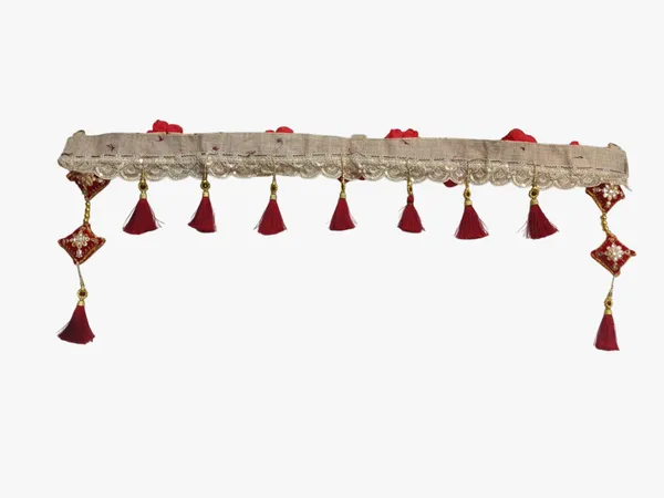 Handcrafted_Red_Rose_&_Gold_Zari_Toran_–_Traditional_Door_Hanging_with_Maroon_Tassels_and_Embroidered_Side_Hangings
