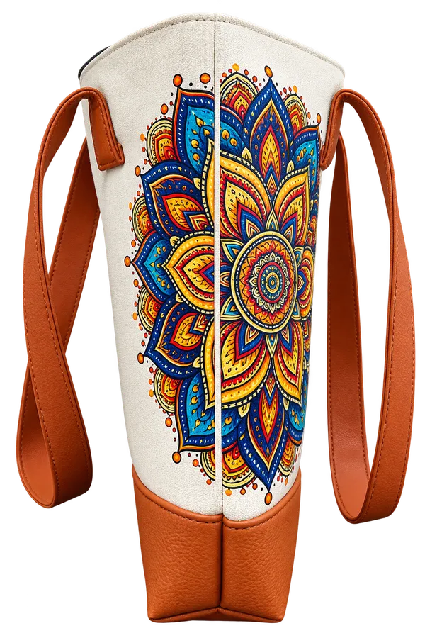 Mandala_Print_Canvas_Tote_Bag_With_Leather-look_Handles,_Zipper_Closure_&_Floral_Artwork