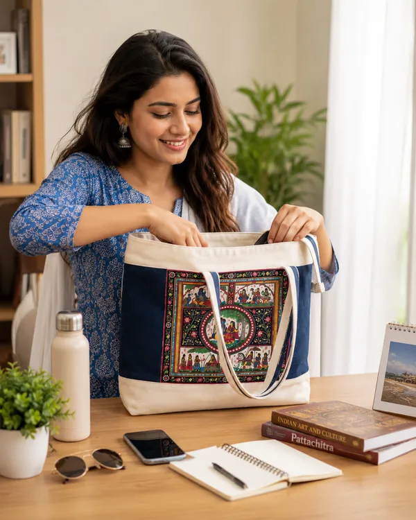 Premium_Canvas_&_Denim_Tote_Bag_with_Traditional_Dual_Sided_Pattachitra_Art_Print_|_Reusable_Shoulder_Bag_for_Women_|_Large_Shopping,_Office_&_Travel_Tote