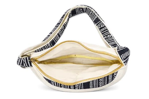 Puri_Handicraft_Handmade_Cotton_&_Jacquard_Sling_Bag_for_Women_|_Half_Moon_Crossbody_Shoulder_Bag_with_Zipper_|_Black_&_Off_White