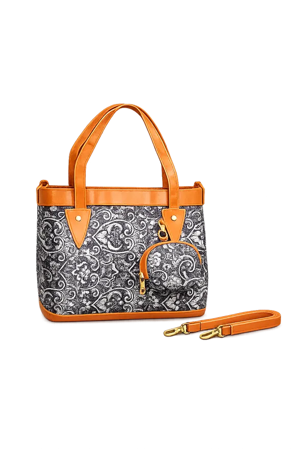 Puri_Handicraft_Women's_Floral_Printed_Tote_Handbag_with_Detachable_Sling_Strap_&_Matching_Coin_Pouch_|_PU_Leather_Shoulder_Bag_for_Daily_Use