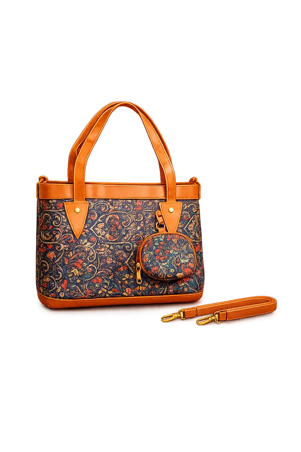 Puri_Handicraft_Women's_Floral_Printed_Tote_Handbag_with_Detachable_Sling_Strap_&_Matching_Coin_Pouch_|_PU_Leather_Shoulder_Bag_for_Daily_Use
