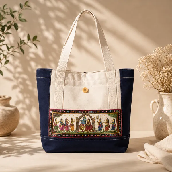 Handcrafted_Indian_Ethnic_Both_side_Printed_Pattachitra_Canvas_Tote_Bag__with_Free_coin_pouch|_Eco-Friendly_Cotton_Shoulder_Bag_with_Front_Pocket_till_Dhanteras_get_free_coin_pouch