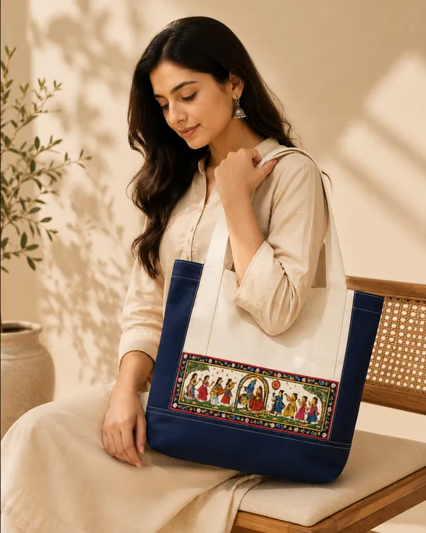 Handcrafted_Indian_Ethnic_Both_side_Printed_Pattachitra_Canvas_Tote_Bag__with_Free_coin_pouch|_Eco-Friendly_Cotton_Shoulder_Bag_with_Front_Pocket_till_Dhanteras_get_free_coin_pouch