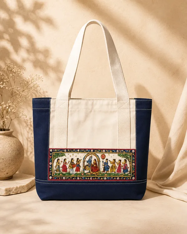 Handcrafted_Indian_Ethnic_Both_side_Printed_Pattachitra_Canvas_Tote_Bag__with_Free_coin_pouch|_Eco-Friendly_Cotton_Shoulder_Bag_with_Front_Pocket_till_Dhanteras_get_free_coin_pouch