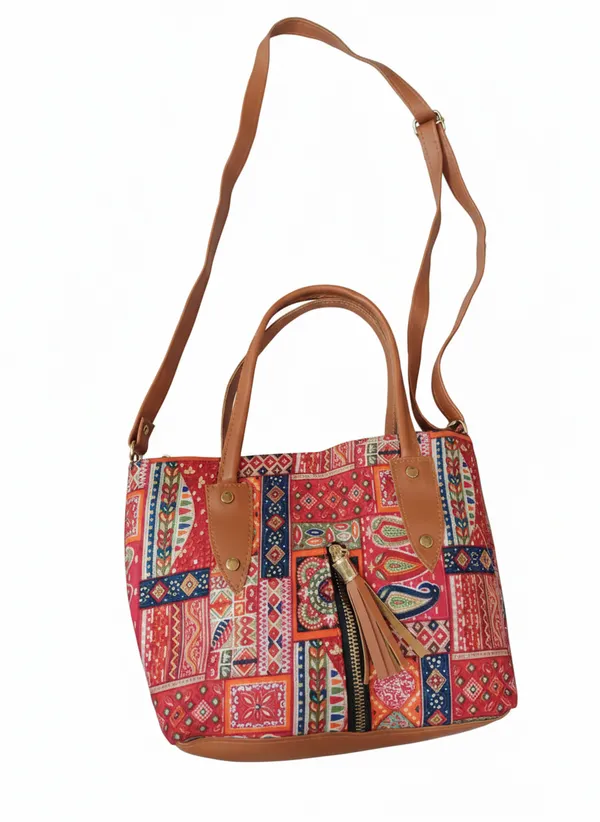 Red_Ethnic_Patchwork_Print_Handbag_with_Tan_Handles_&_Adjustable_Sling_Strap
