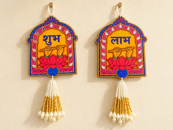 Traditional_Shubh_Labh_Decorative_Wall_Hanging_with_Krishna_Flute_(2_pair-_4_piece)