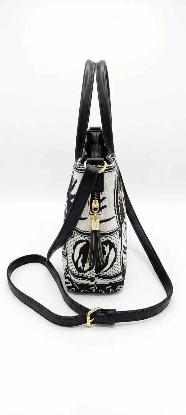 Classic_Black_and_White_Houndstooth_Canvas_Tote_Bag_with_Faux_Leather_Trim_and_Gold-Tone_Details