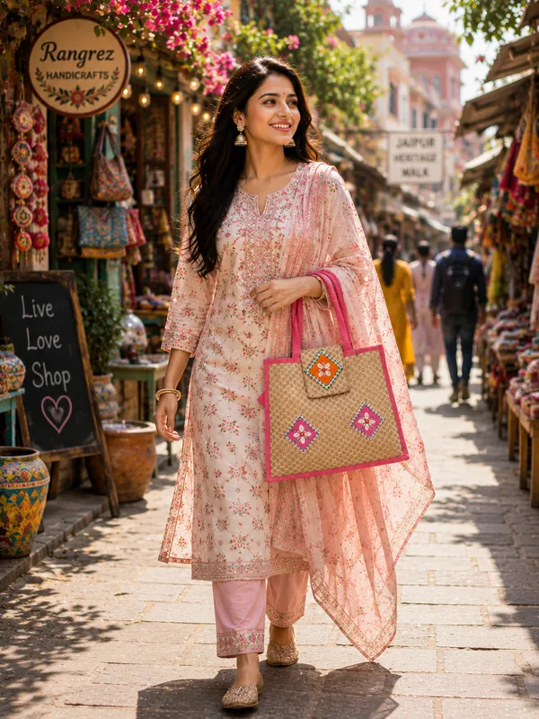 Pink_Premium_Jute_Handcrafted_Multipurpose_Bag_For_Women