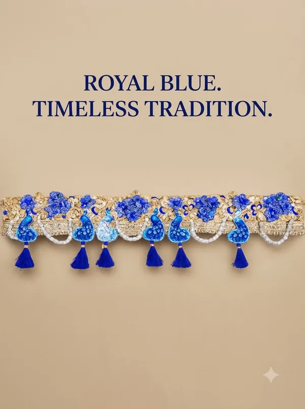Royal_Blue_Peacock_Designer_Toran_for_Door_Entrance_|_Premium_Bandhanwar_with_Pearl_Chains,_Floral_Work_&_Tassels_for_Festive_Home_Décor