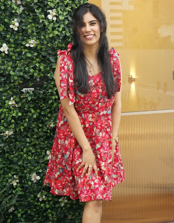 Red_Cotton_Rayon_Bloom:_Sleeveless_Flare_Mini_Dress_For_Women