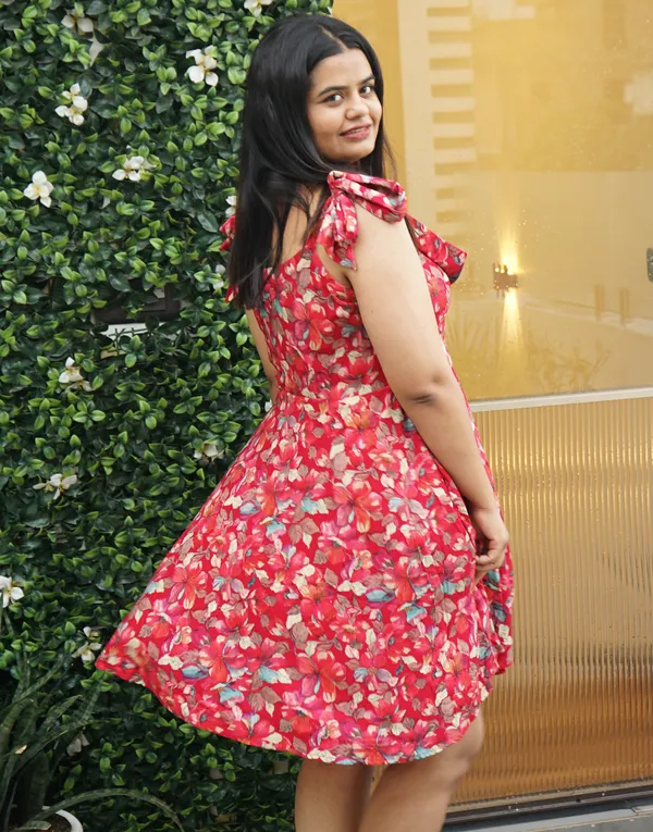 Red_Cotton_Rayon_Bloom:_Sleeveless_Flare_Mini_Dress_For_Women