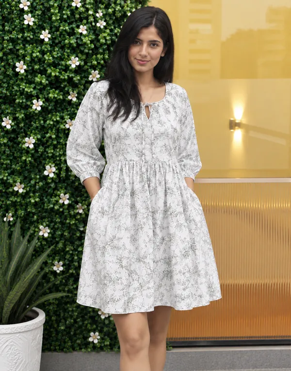 White_Floral_Print_Fit_And_Flare_Dress_for_Women