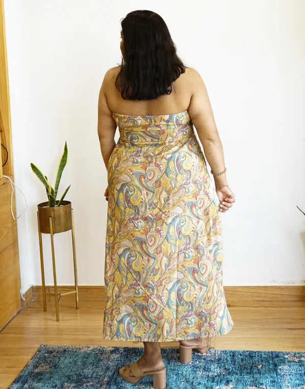 Yellow_&_Cream_Cotton_Soft:_Shoulder_Shrug_Maxi_Dress_For_Women