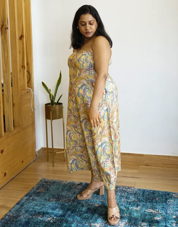 Yellow_&_Cream_Cotton_Soft:_Shoulder_Shrug_Maxi_Dress_For_Women