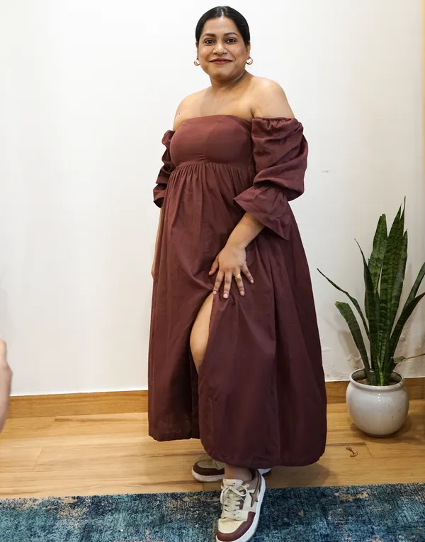 Brown_Linen_Rooted:_Elegant_Slit_Maxi_Dress_For_Women