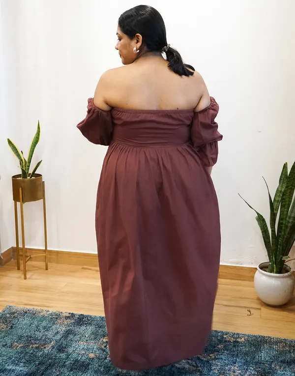 Brown_Linen_Rooted:_Elegant_Slit_Maxi_Dress_For_Women
