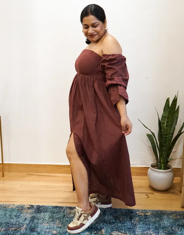 Brown_Linen_Rooted:_Elegant_Slit_Maxi_Dress_For_Women