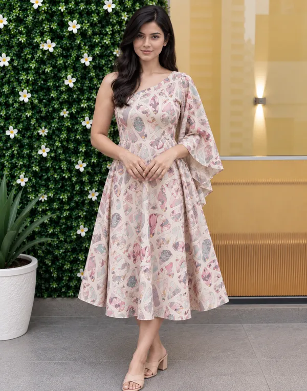 Pink_Printed_One_Shoulder_Midi_Dress