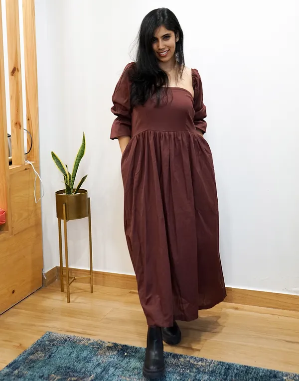 Brown_Linen_Rooted:_Elegant_Slit_Maxi_Dress_For_Women