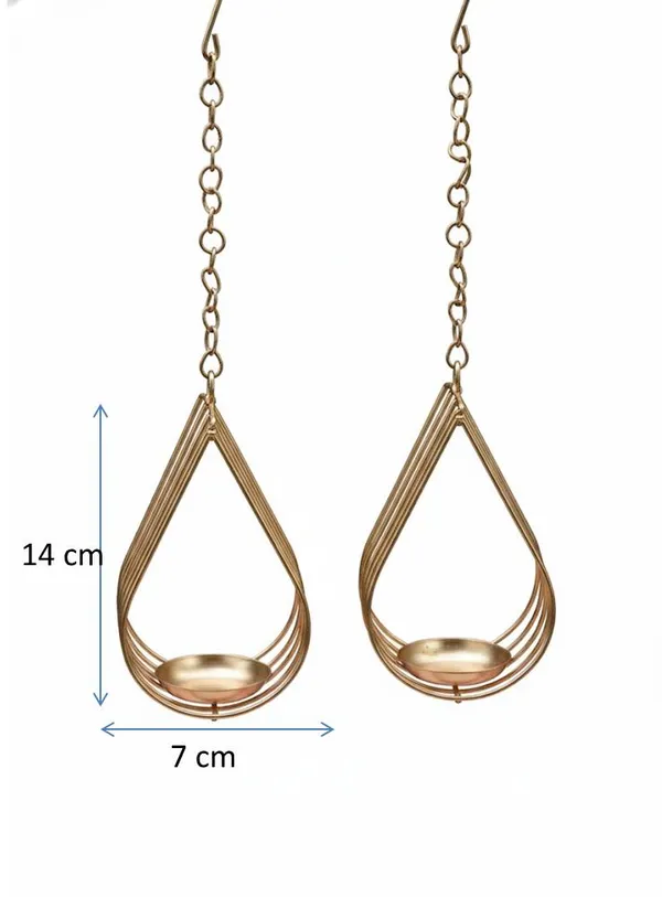 A_beautiful_Drop_Shape_Metal_T-light_hanging_Holder_in_Gold_Color_set_of_2_Pc