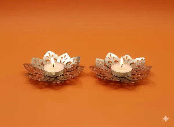 Flower_Shape_Metal_T-light_Holder_Cut_work_in_Gold_Color_Set_of_2_Pc