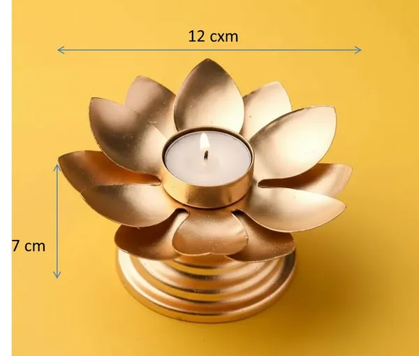 Flower_T-Light_Holder_with_Base_made_by_Metal_with_Gold_Color_