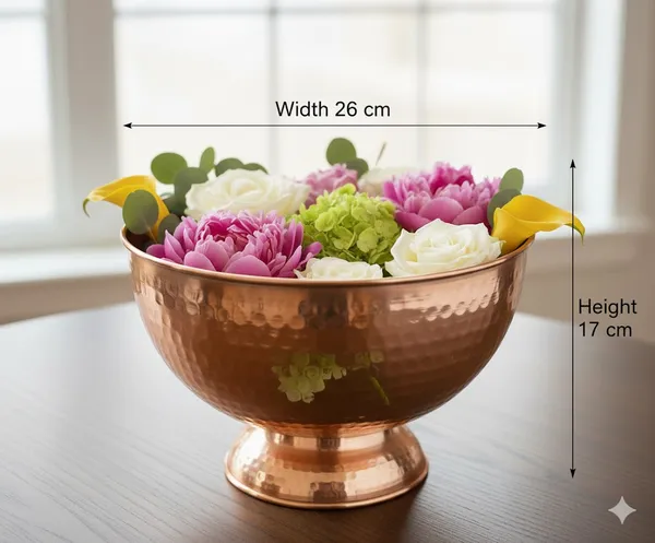 Gold&_Exclusive_Copper_Pure_Hammered_Punch_Bowl_With__Handcrafted_And_Designed_With_Finish_Flower_Vase