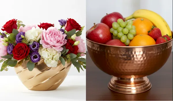 Gold&_Exclusive_Copper_Pure_Hammered_Punch_Bowl_With__Handcrafted_And_Designed_With_Finish_Flower_Vase