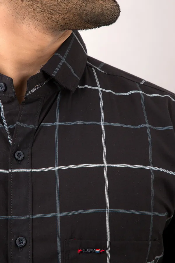 Black_Cotton_Blend_Checkered_Regular_Fit_Shirt_For_Men