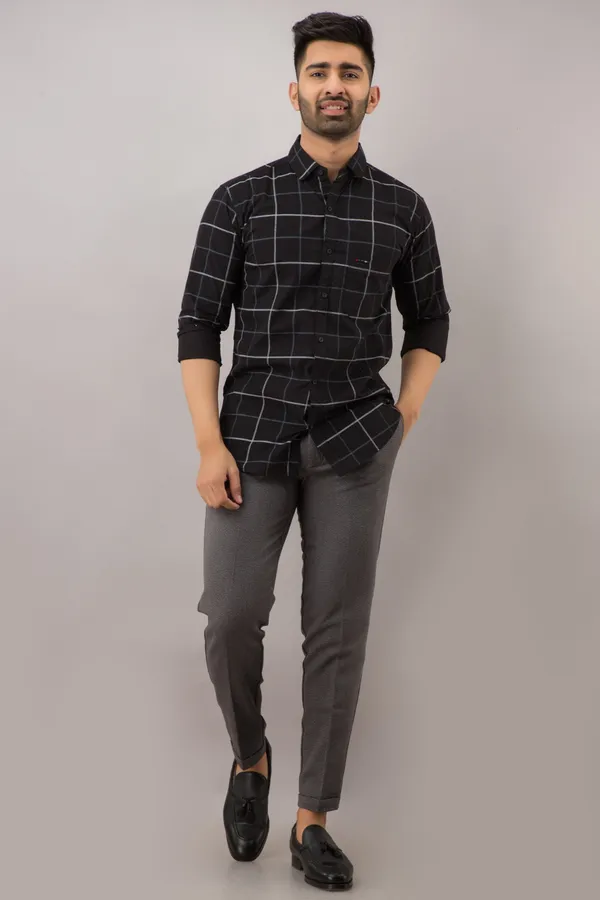 Black_Cotton_Blend_Checkered_Regular_Fit_Shirt_For_Men