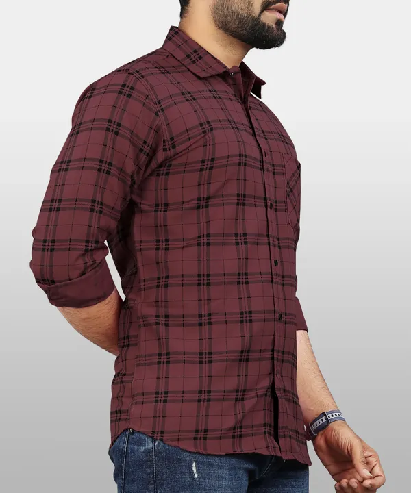 Maroon_Cotton_Blend_Checkered_Regular_Fit_Shirt_For_Men