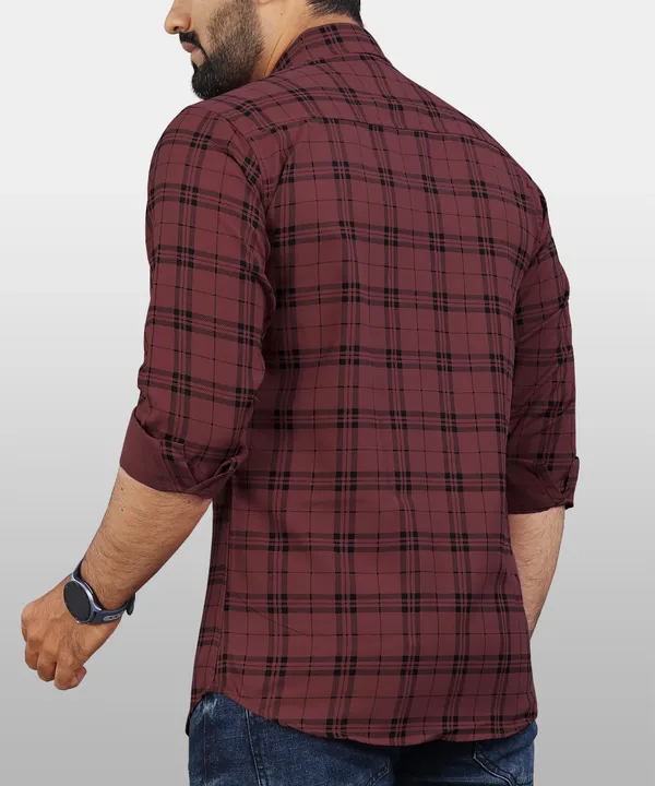 Maroon_Cotton_Blend_Checkered_Regular_Fit_Shirt_For_Men