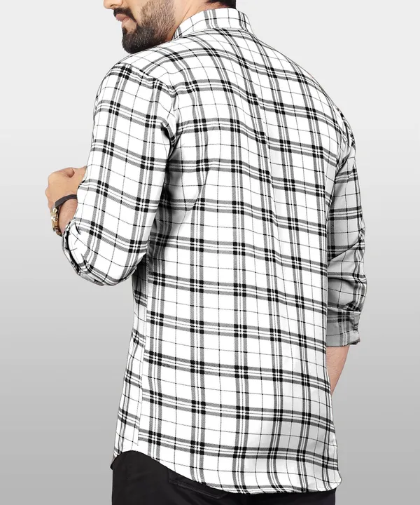 White_Cotton_Blend_Checkered_Regular_Fit_Shirt_For_Men