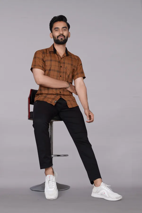 Brown_Cotton_Blend_Checkered_Regular_Fit_Shirt_For_Men