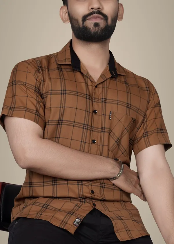 Brown_Cotton_Blend_Checkered_Regular_Fit_Shirt_For_Men