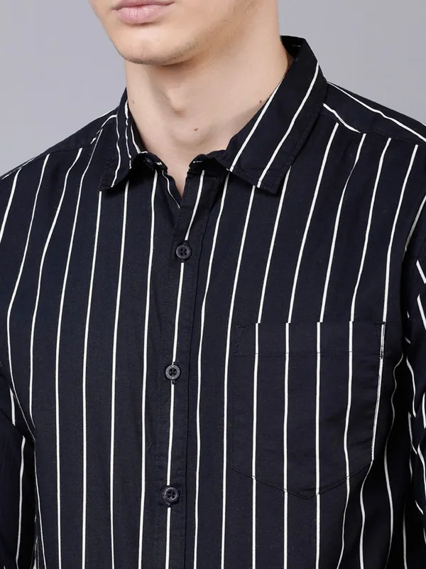 Black_Cotton_Blend_Striped_Regular_Fit_Shirt_For_Men