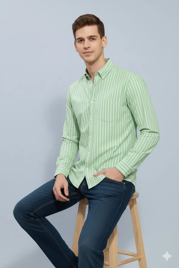 Green_Cotton_Blend_Striped_Regular_Fit_Shirt_For_Men