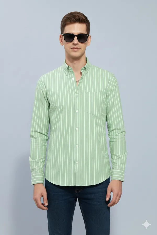 Green_Cotton_Blend_Striped_Regular_Fit_Shirt_For_Men