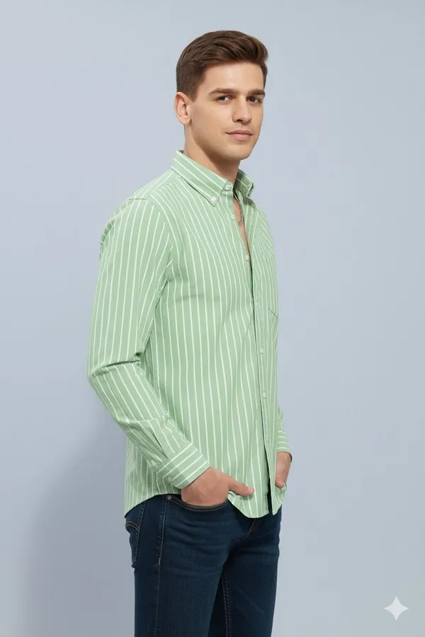 Green_Cotton_Blend_Striped_Regular_Fit_Shirt_For_Men