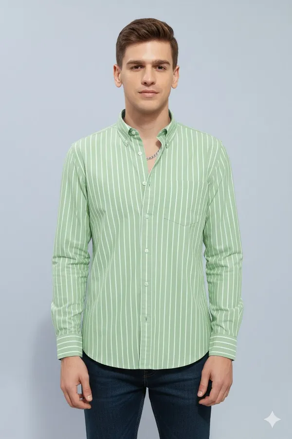 Green_Cotton_Blend_Striped_Regular_Fit_Shirt_For_Men