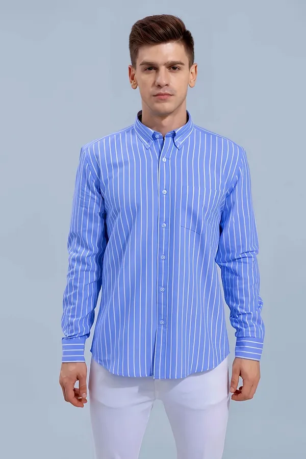 Light_Blue_Cotton_Blend_Striped_Regular_Fit_Shirt_For_Men