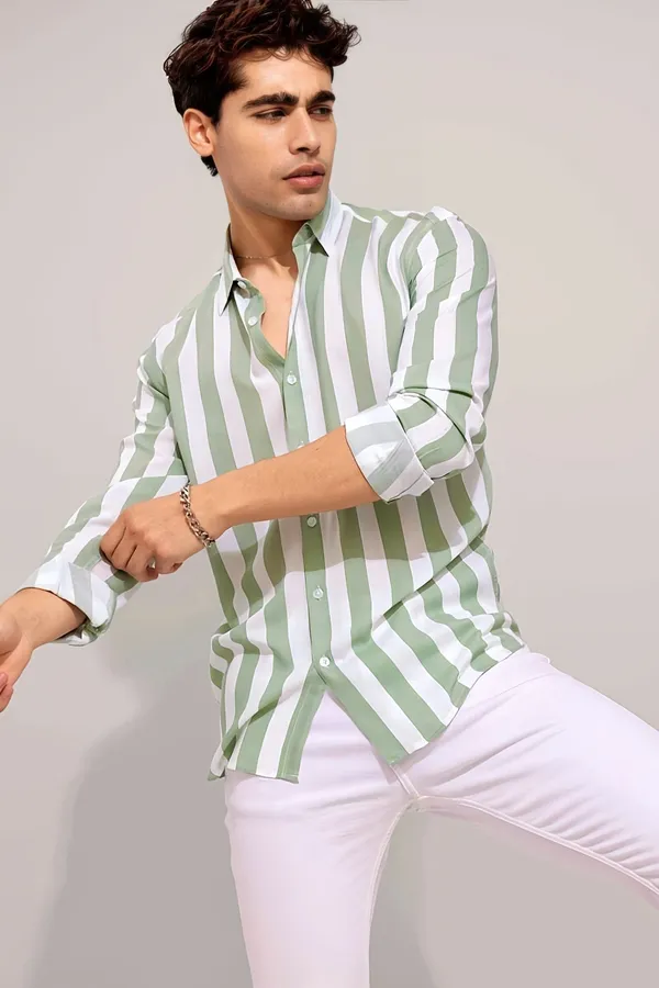 Green_Cotton_Blend_Striped_Regular_Fit_Shirt_For_Men