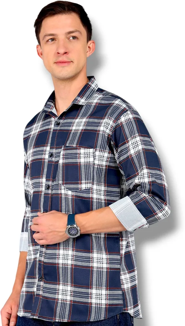 Blue_Cotton_Blend_Checkered_Regular_Fit_Shirt_For_Men