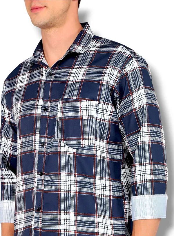 Blue_Cotton_Blend_Checkered_Regular_Fit_Shirt_For_Men